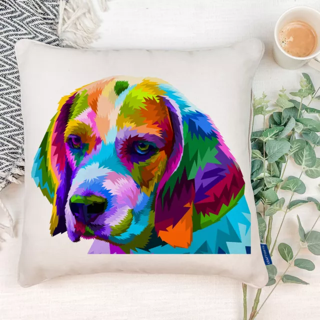 Beagle Cushion Cover Pet Portrait Colourful Pop Art Dog Pillow Puppy Gift PD01