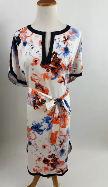 DKNYC floral print dress w/ tie wrap waist Women's L