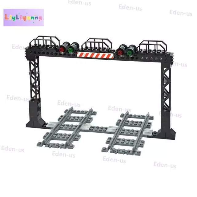 City Railway Train Traffic Light Sign MOC Kit Building Blocks Brick Set DIY