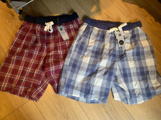 Two Pairs Of Mens Loungewear Shorts Size Medium M&S