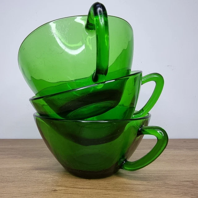 Lot De 6 Tasses à Café Arc France – Verre Vert Vintage – Années 70