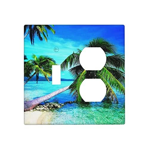 Palms Trees Beach 1 Toggle Duplex Outlet Decorative Light Switch Cover Wall P...