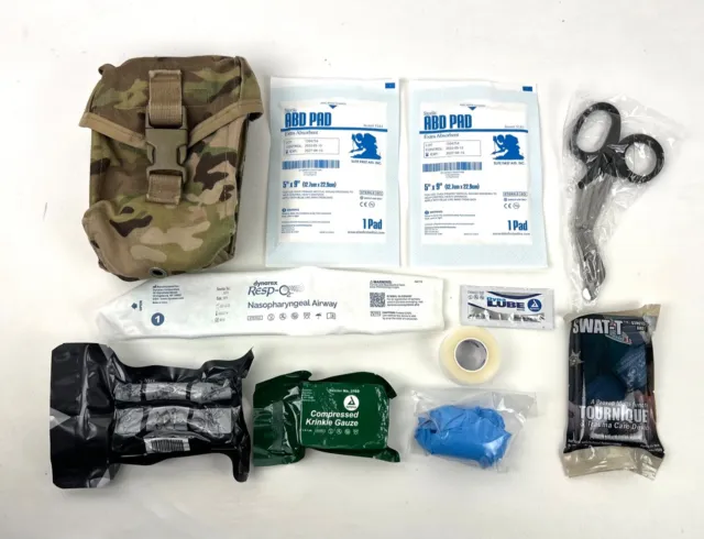 US Army Military Loaded IFAK Individual First Aid Kit Pouch Sekri OCP Multicam