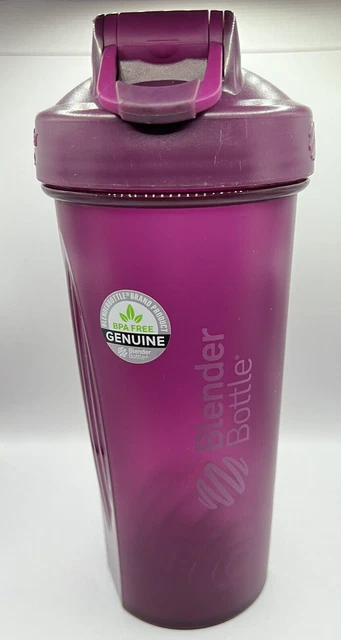 Botella licuadora de plástico púrpura libre de BPA 28 oz con bola y tapa abatible