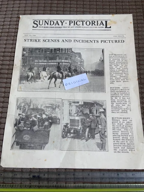 Vintage Newspaper - Sunday Pictorial May 9th 1926 - General Strike / Cricket +++