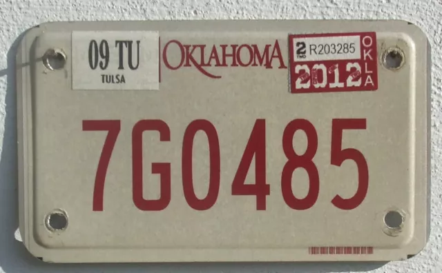 Oklahoma 2012 USA Motorrad Biker Nummernschild - Motorcycle License Plate