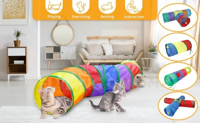 Qttie Cat Kitten Puppy Tunnel Play Toy Foldable Funny Exercise Tunnel Rabbit Pet 2