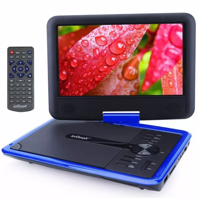 ieGeek 11.5" Portable DVD Player HD Swivel Screen, Region Free,Rechargeable,Blue