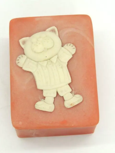 Vintage Design Gifts Pink Soapstone Dancing Cat in Suit Trinket Box So Cute!
