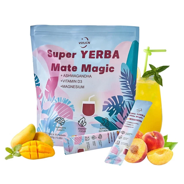 Yerba Magic | Yerba Mate Instant Tea Powder | Strawberry-Matcha Flavor | 30 Servings-- 1 PACK