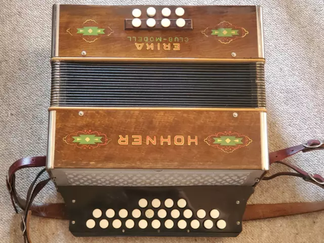 Nice old Hohner Erika club modell Diadonic button Accordian accodeon in Bb/Eb