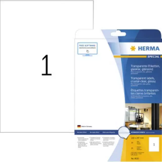 Herma 8020 Etiquette plastique 210 x 297 mm film, brillant transparent 25 pc(s)