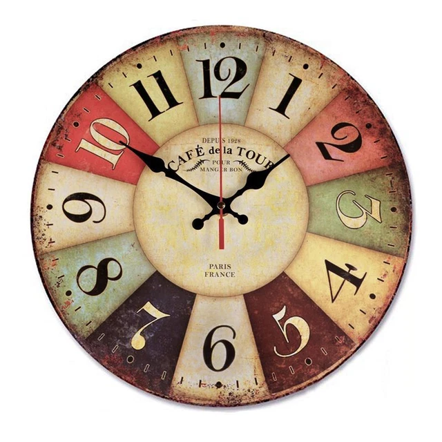 12 Pouces Horloge Murale en Bois DéCor de Ferme, Silencieux Horloges Murales AX4