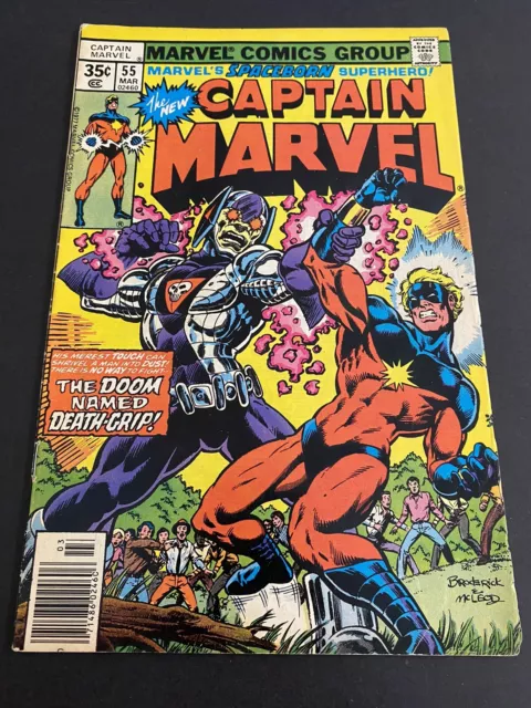 Captain Marvel 55, 1st Death Grip. Mid 1977 Bronze Age Marvel