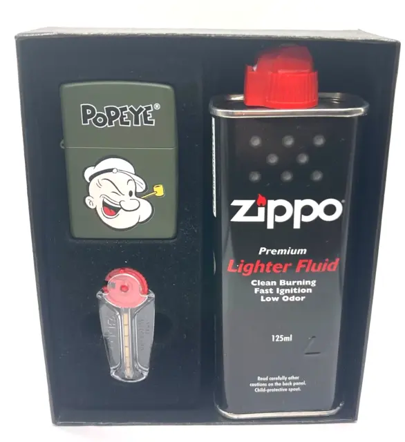 Zippo Popeye grün matt inkl. Zippo Geschenkset Einzigartiges Sammlerstück !NEU!