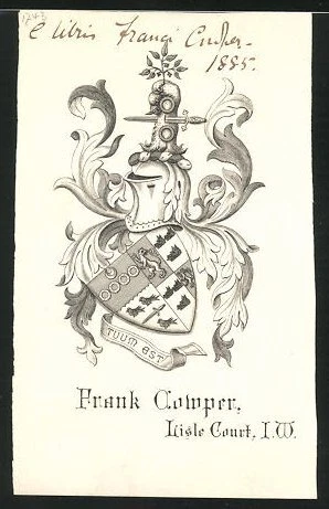 Exlibris Frank Comper, Lisle Court, Wappen mit Ritterhelm