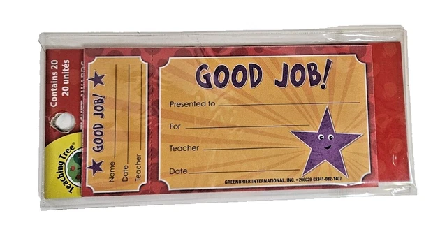 TEACHING TREE GOOD Job Classroom Certificates Package of 20 $4.99 ...