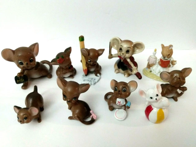 Vtg Mouse Figurine Lot of 10, Josef Originals, Japan, Unbranded
