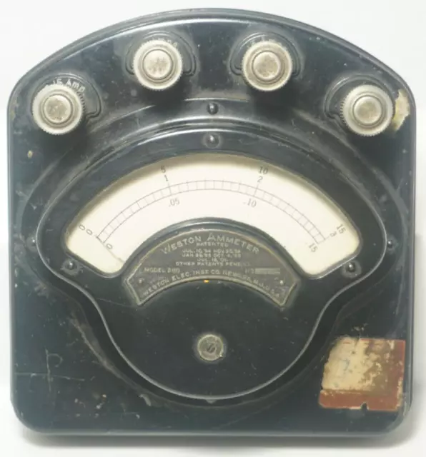 Vintage Weston Electrical Instruments Co Small DC 15 Voltage Amp Meter #280 #2