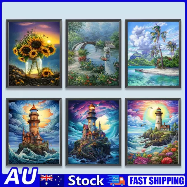 AU Paint By Numbers Kit DIY Landscapes Oil Art Picture Craft Home Wall Decoratio