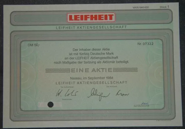 Leifheit Aktiengesellschaft 1984   50 DM