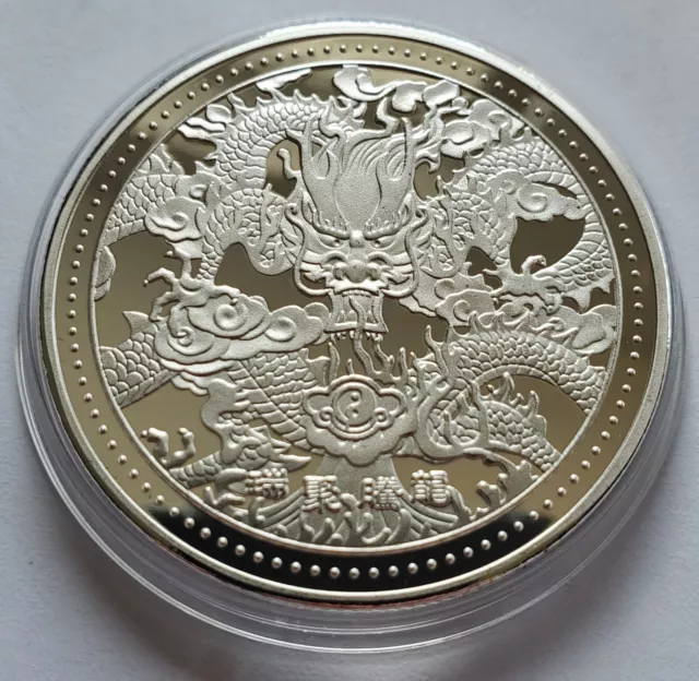 Medaille - Lunar China Drache 2024 - Silber Auflage - Sehr Selten