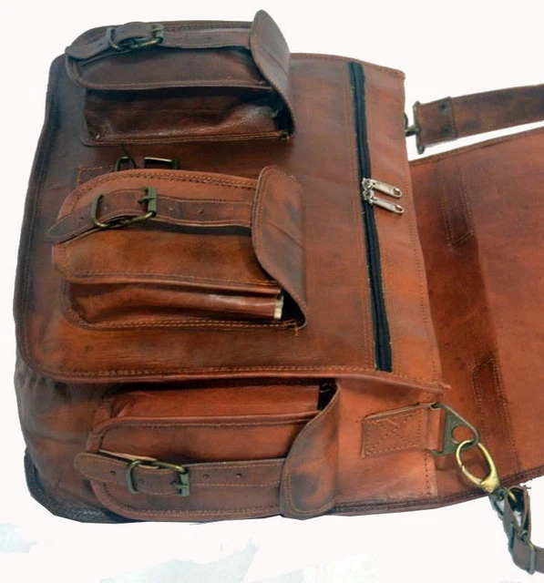 Femme Authentique Vintage Marron Cuir Sacoche Épaule Ordinateur Portable Neuf 2