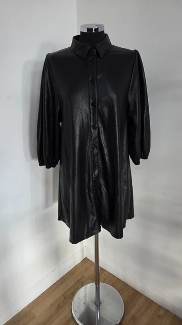ZARA NEW FAUX Leather Shirt Dress Size M 40.00 - PicClick UK