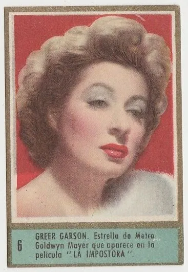 Greer Garson 1952 Fernando Fuentes Tobacco Card #6 Fedora Film Star E5