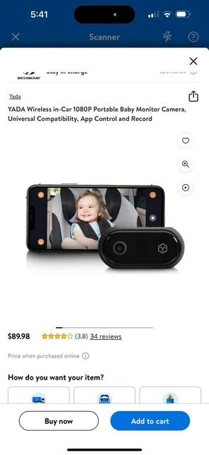 YADA Wireless in-Car 1080P Portable Baby Monitor Camera, Universal