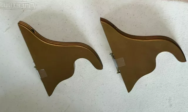 2 WOOD Curtain Brackets FRENCH GOLD 8.75" for 3.75 diam and 4" for 1.5 ROD POLE