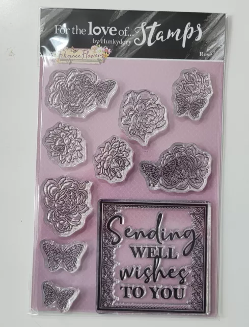 Hunkydory Stamps - Rose - Flowers,  Sentiment, Butterflies