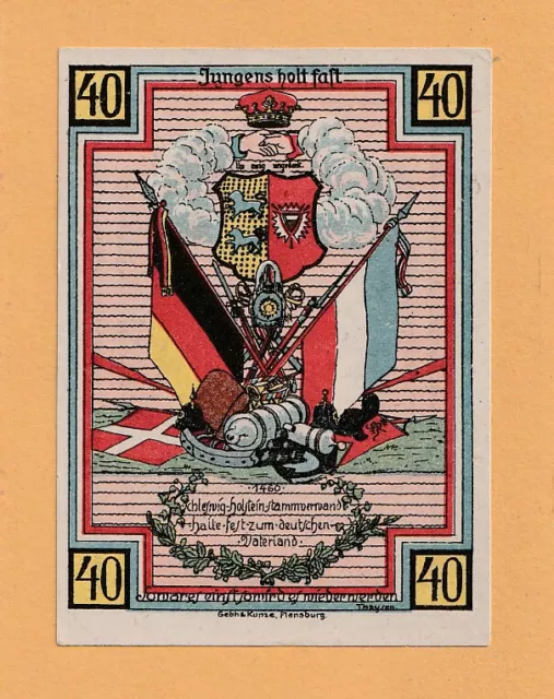 DENMARK/GERMANY - STEDESAND Scarce 40 Pfennig Plebiscite Note 1920 UNC - LOOK!