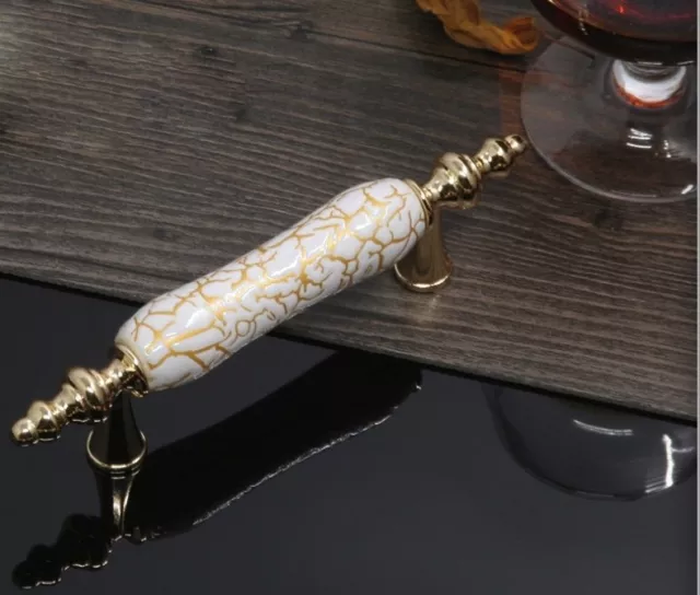 Cupboard Cabinet Pull Handles Marble Crack Ceramic Cabinet Drawers Door Knobs