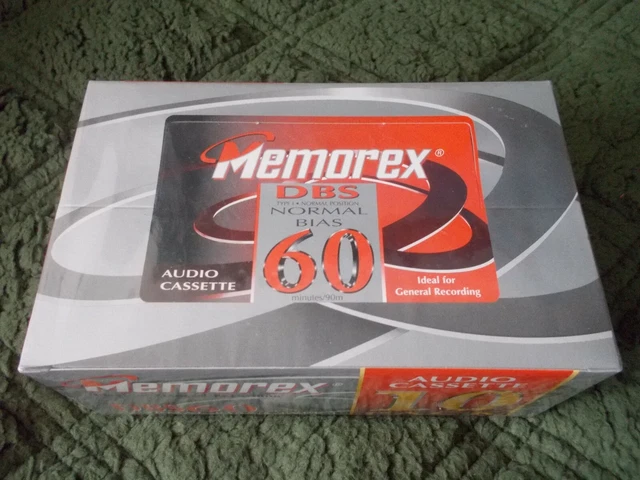 New! Ten Pack ofMemorex Audio Cassettes / Normal Bias / 60 Minutes