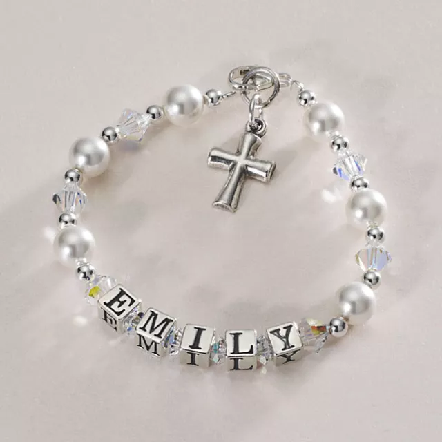 Any Name Christening Communion Baby Bracelet children's jewellery Real Silver