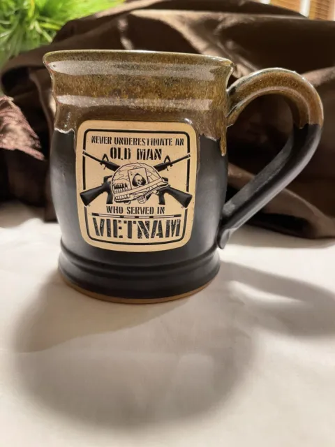 VETS 🇺🇸Large Clay Stoneware Mug Vietnam Handmade USA GREAT GIFT