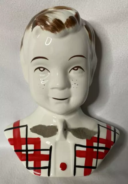 Wall Pocket Head Vase Boy With Checkered Shirt Wall Vase Sandy D-230