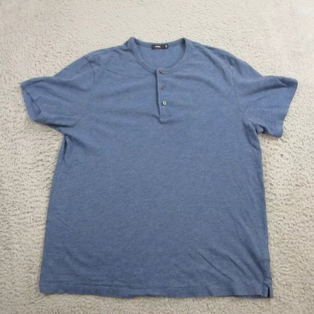 Vince Mens Henley T-Shirt size L short sleeve Blue Cotton