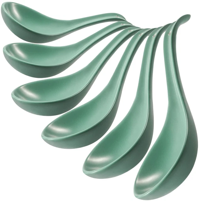Asian Soup Spoon Set of 6, 6.75 inch Ultra-fine Ceramic Chinese Soup