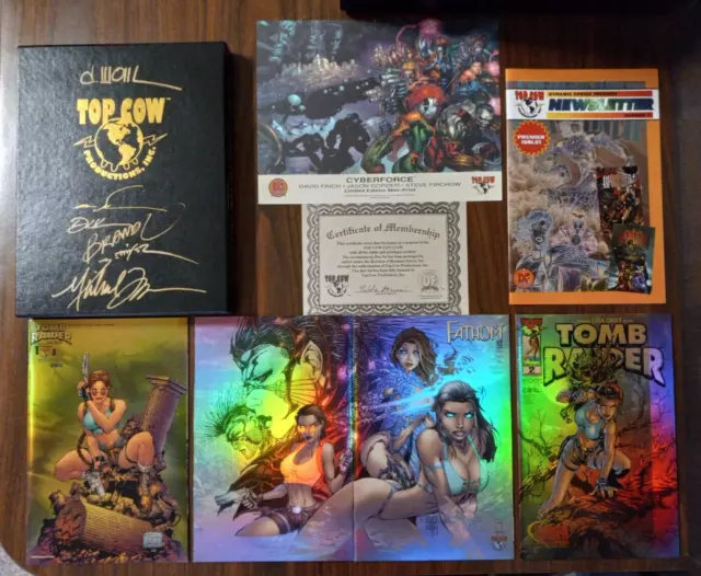 Top Cow Slipcase (6x Signed) Tomb Raider 1 Gold, 2 Tower Gold, Fathom 12 Holo +