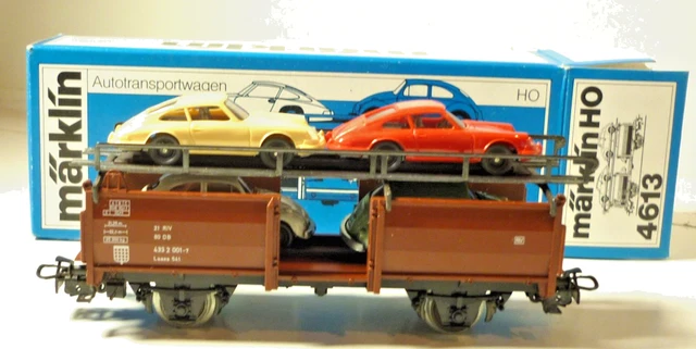 Wagon Märklin HO Réf 4613 – Autotransportwagen – Porsche Beetle – Occasion