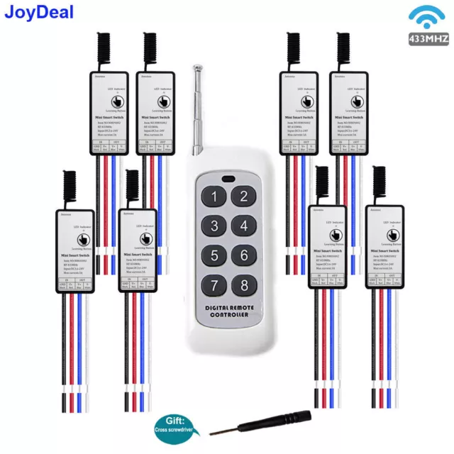 433Mhz Remote Control Switch 8 Buttons For LED Strip Kitchen Cabinet Lamp Lights