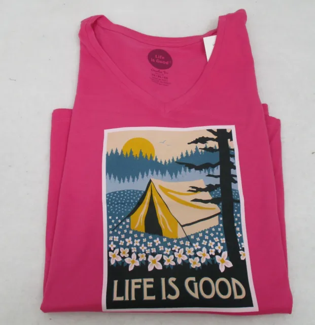Life is Good Women's S/S T Shirt Tent Camping XL