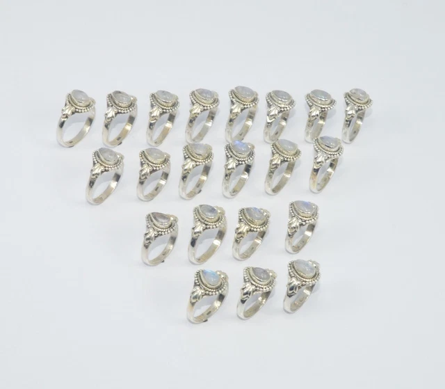 Wholesale 21Pc 925 Solid Sterling Silver Rainbow Moon Stone Ring Lot Gtc192 O821