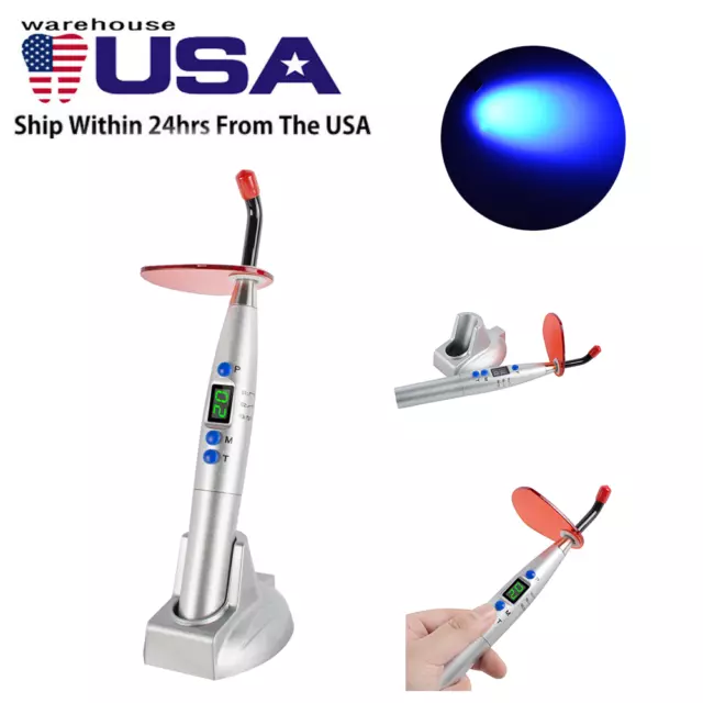 Dental 5W Wireless Cordless LED Curing Light Cure Lamp 1500mw Silver Color USA