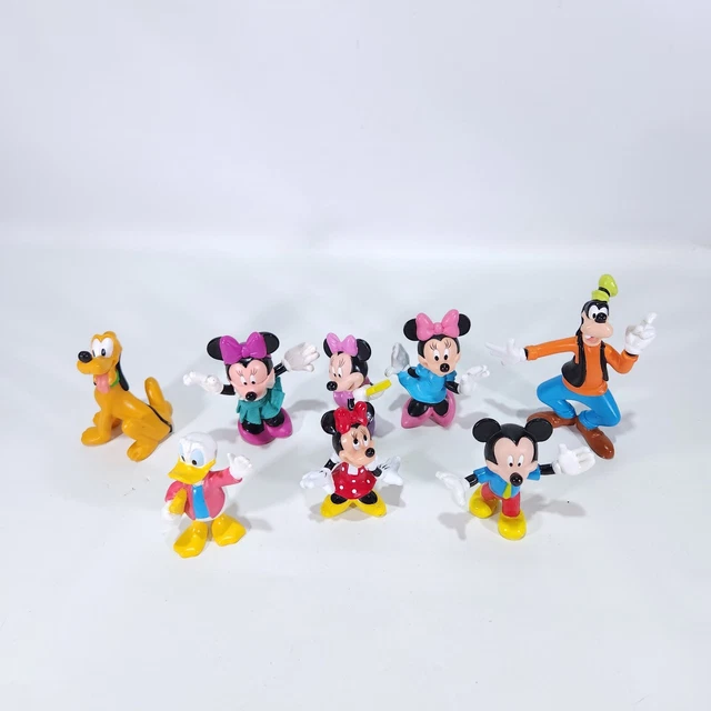 Disney Minnie Mouse Mickey Donald Goofy Pluto PVC Figures Cake Toppers Lot Of 8