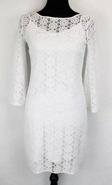 Lilly Pulitzer Short Dress Topanga Floral Crochet Lace Women XSmall Resort White