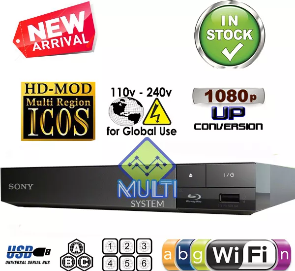 Reproductor De Blu Ray Sin Región Sony Bpx370/3700 Multizona Región Libre De Código Wi-Fi