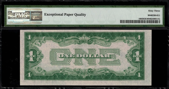 1928C $1 Silver Certificate FR-1603 B-B Block - Graded PMG 63 EPQ Uncirculated 2